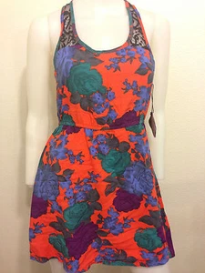 NEU VOLCOM RETRO BLUMEN SPITZENRÜCKEN VINTAGE KLEID MOD BRIGHT URBAN BOHO XSMALL - Bild 1 von 6