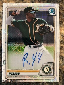 Robert Puason 2020 Bowman Chrome Prospects Mega Box Auto Autograph Oakland A's