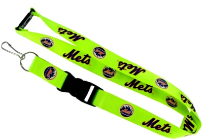 New York Mets ID Lanyard Keychain 2-Sided Lime Green Color Variation Licensed - Image 1 of 4