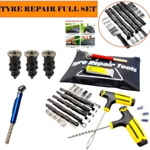 MOTORCYCLE CAR VAN TUBELESS TYRE PUNCTURE REPAIR KIT TIRE TOOL PLUG EMERGENCY - Picture 1 of 6