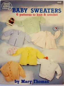 Amer School NWK 1040 BABY SWEATER (6) knit crochet 18pg booklet 1986 Mary Thomas - Picture 1 of 7