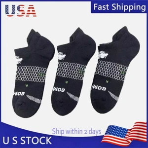 5 Pairs Black Bombas Large Unisex Ankle Socks Black Women's - Picture 1 of 3