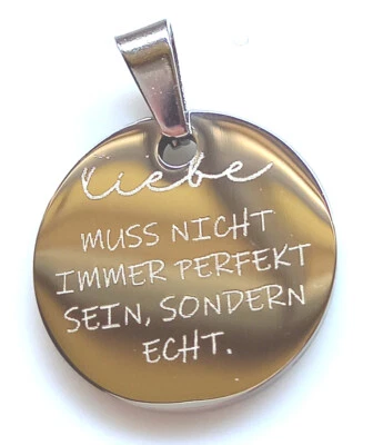 Edelstahl Anhänger rund mit Wunschgravur silber Damen Herren Schmuck graviert - Bild 1 von 4