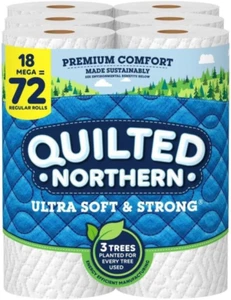 Quilted Northern Ultra Soft & Strong Toilet Paper, 18 Mega Rolls = 72 Regular Ro - Picture 1 of 12