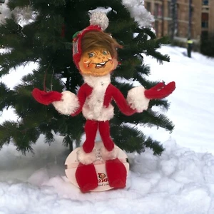 MUÑECA ANNALEE NAVIDAD Pixie Elfo Traje Rojo 75 Aniversario Posable 9" - Imagen 1 de 5