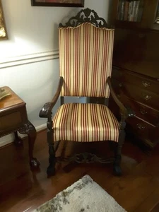 Antique Louis XIV style arm chair--Throne Side arm chair, 1920's Victorian - Picture 1 of 6