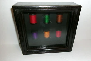 Sewing NEEDLE & THREAD Wooden Frame/PLEXIGLASS Made in India Sz 6 1/2" x 7" Used - Picture 1 of 13