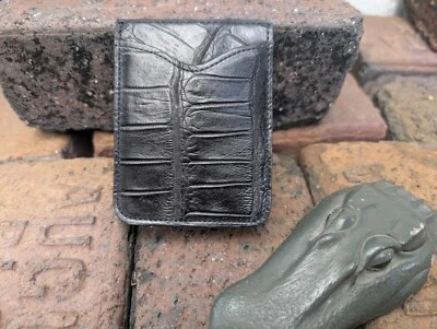 Cartera con clip para dinero de bolsillo frontal de cocodrilo Wild Cocodrilo pantano cuero piel JU18 Foto 1 de 4