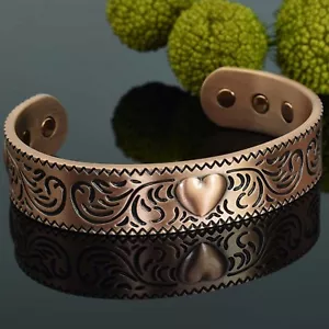Pulsera de corazón de cobre puro para mujer que cura la artritis dolor magnetoterapia-CH - Imagen 1 de 6