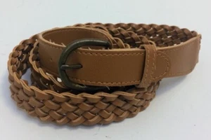 Cinturón marrón trenzado para mujer talla 16 con hebilla de metal pequeña hecho en Taiwán - Imagen 1 de 9