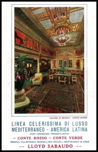 PUBBLICITA' 1930 LLOYD SABAUDO NAVE CONTE ROSSO SCALONE D'ONORE GENOVA AMERICA - Foto 1 di 1
