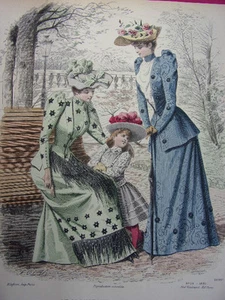39 / Incisione di Moda " Di La Moda Parigi 1891 " . Grande 36x26 - Picture 1 of 3