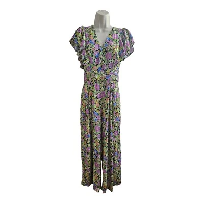 Mameluco Zara Estampado Floral Espalda Abierta Manga Volantes Imitación Envolvente Bolsillos Talla Mediana Foto 1 de 4