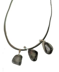 3 OBSIDIENNE NOIRE PIERRE NATURELLE PENDENTIF COLLIER - Picture 1 of 3