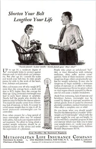 PRINT AD 1937 Metropolitan Life Insurance Company Shorten Your Belt 6 x 9 - Imagen 1 de 3
