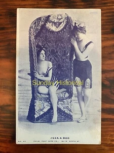 Pre 1908 Two Women Sunbathers PEEK A BOO Real Photo Postcard - Picture 1 of 2