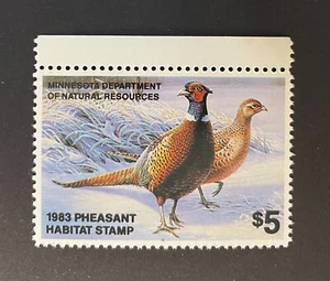 Ingresos del estado de Minnesota 1983 $5.00 hábitat faisán con # variedad OG, montada sin montar o nunca montada - Imagen 1 de 2