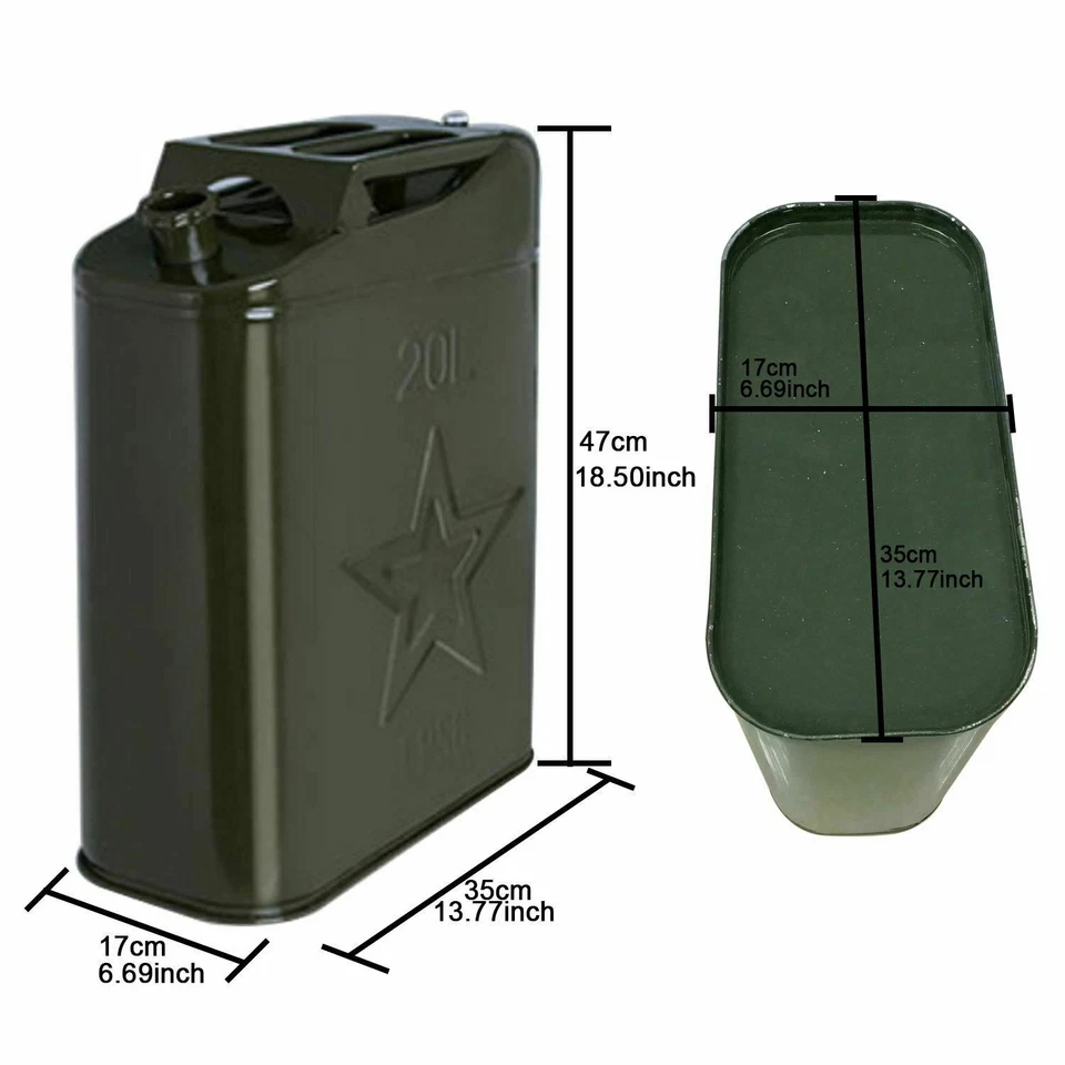 2pcs Jerry Can 5.3 Gallon 20l Metal Oil Drums Storage Tank Backup Military Green