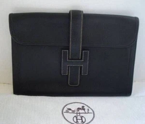 Echte Vintage HERMES schwarze Ardennen 29 cm Jige PM Clutch Pochette Tasche Handtasche - Bild 1 von 20