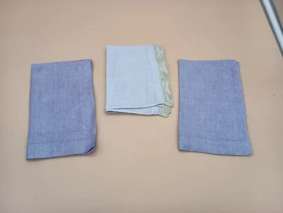 Juego de 3 pañuelos de algodón vintage de encaje jacquard rectangular púrpura Foto 1 de 2