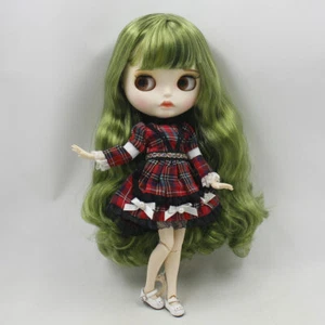 12" Blythe doll Nude Joint Body Vintage green long hair Custom eyebrows Lips - Picture 1 of 5