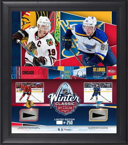 2017 NHL Winter Classic Blackhawks vs Blues Framed 15x17 Collage w/Puck Piece Cover
