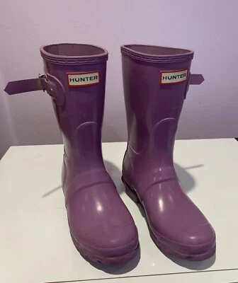 Hunter Botas de Lluvia Originales Cortas Brillo Mujer Púrpura Talla 5M Foto 1 de 4