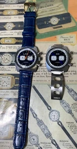 GRUPPE Lot - ZWEI 1960er Nelson 7J Schweizer Chronographen tiefblaue Zifferblätter - L@@K Ufix!! - Bild 1 von 16