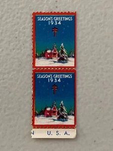 1934 USA Christmas Seal double, MNH - Bild 1 von 1
