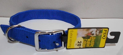 BOSS PET PRODUCTS Lot of 2 New PDQ Double Nylon 20" Long X 1 " Extra Strong Blue Dog Collars