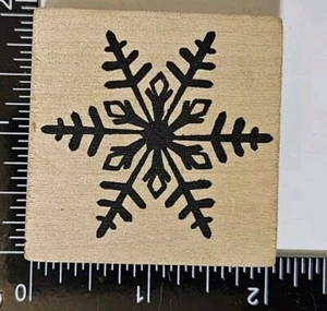 Sello de goma de copo de nieve montaje en madera invierno nieve vacaciones temporada Navidad copo de nieve - Imagen 1 de 3