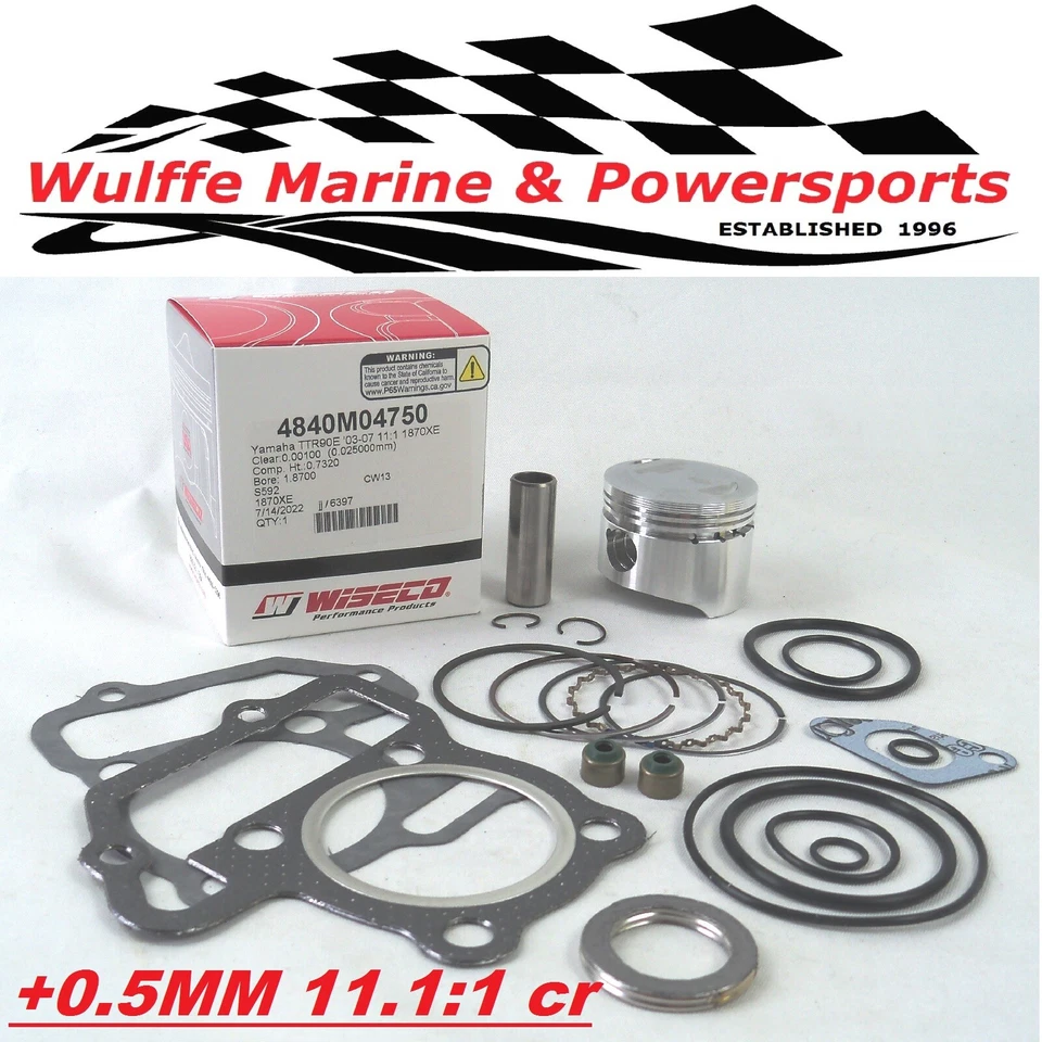 47.50 mm +0.50  Top End Piston Rebuild Kit Yamaha TTR90 TTR90E 2000-07 Wiseco - Image 1 of 1
