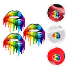 3 Pcs Rainbow Lips Car Sticker The Graphics Stickers