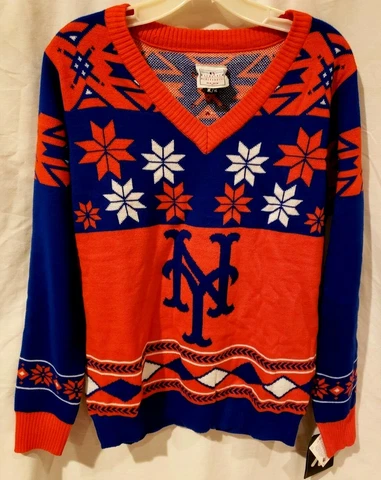 New York Mets MLB Sweater Woman Small S Klew V-neck Blue NWT Genuine Merch Cover