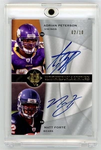 2009 UD Ultimate Collection Adrian Peterson Matt Forte Dual Signatures Auto /10 - Picture 1 of 2