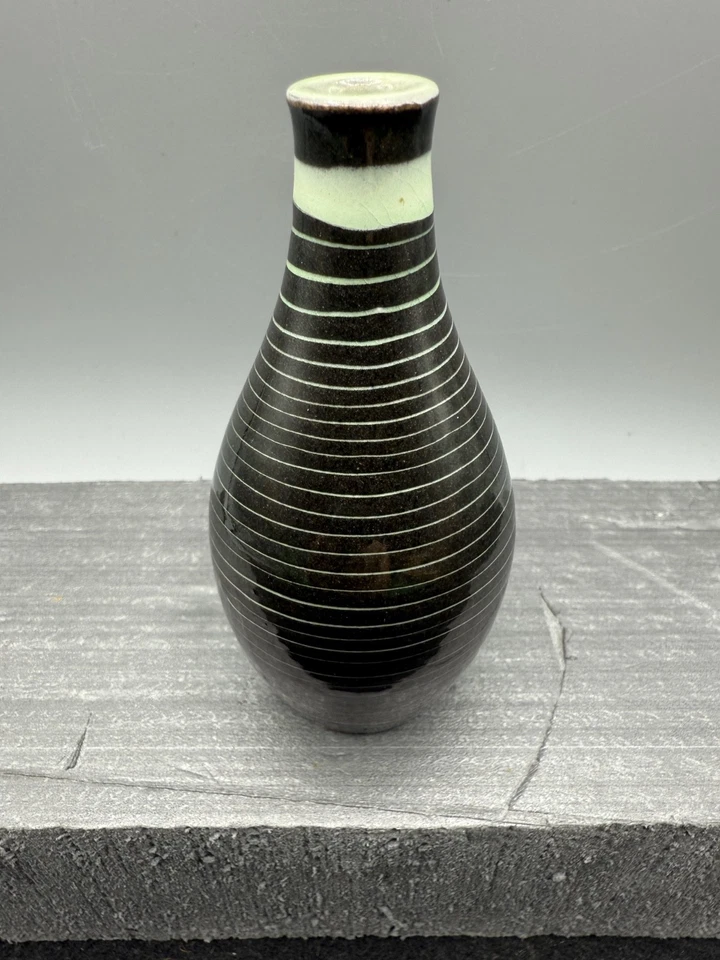 Herman A. Kahler Denmark MCM bud vase miniature spiral design 4” Scandanavia - Image 1 of 4