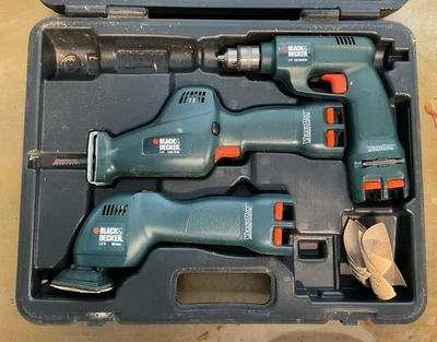 Black And Decker 3 piece Tools Versa Pak 7.2v- Drill, Sander, Jig Saw TOOLS ONLY - Image 1 of 4