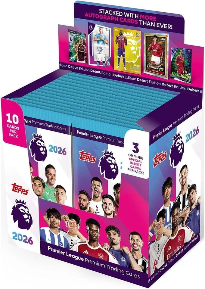 Full box (28 packets) Topps Premier League 2026 Trading Cards