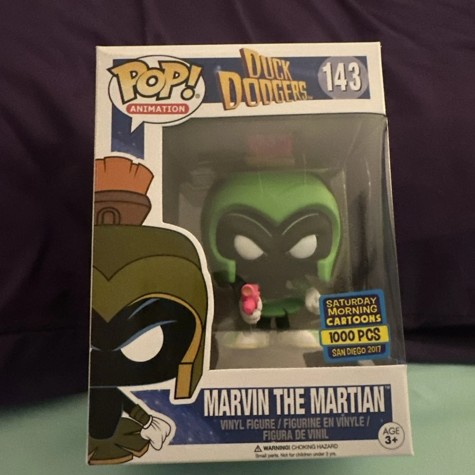 Funko Pop Duck Dodgers Marvin the Martian #143 SDCC Exclusivo 1000 PC Verde Neón Foto 1 de 4