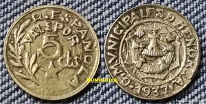 Guerra Civil Española. Menorca 5 Céntimos latón año 1937. Peso 1,22 gr. 14,00 mm - Bild 1 von 1