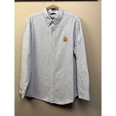 CHAPS Oxford Shirt Mens Large Blue Crest Embroidered button down Preppy - Image 1 of 4