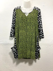 Lynn Ritchie Silber 3/4 Arm Mix Media Tunika Netz Top Artsy Lagenlook Gr. M - Bild 1 von 12