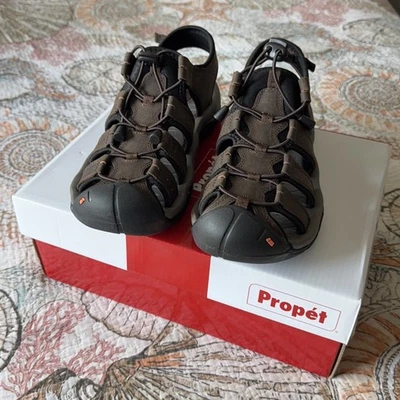 Sandalias deportivas Propét Kona de cuero marrón con punta cerrada para hombre talla 9 X (3E) Foto 1 de 4