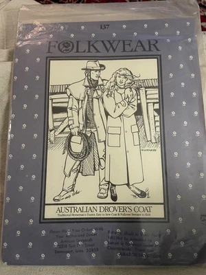 民谣缝纫样板 137 澳大利亚 Drover Coat 骑士掸子 UC/FF — 第 1/2 张图片