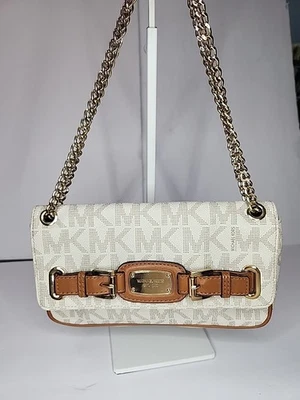 MICHAEL KORS HAMITON VANILLA TAN SHOULDER CROSSBODY PVC LEATHER TRIM - Image 1 of 4