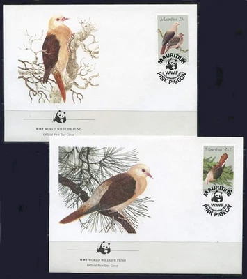 Mauricio: 1985 Pink Pigeon Four Fundas Oficiales Primer Día WWF Foto 1 de 2