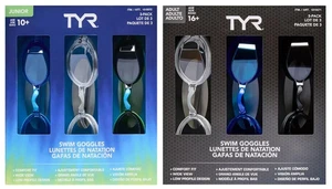 TYR Junior Y Adulto Revestimiento Antiniebla Protección UV Gafas de Natación Paquete de 3 - Imagen 1 de 11