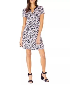 NUEVO VESTIDO TOMMY HILFIGER AZUL MARINO ROSA BLANCO FLORAL ACAMPANADO TALLA L - Imagen 1 de 8