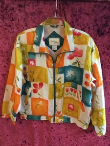 Vintage East West Silks Tropical Floral print windbreaker 80's silk jacket LG - Picture 1 of 3