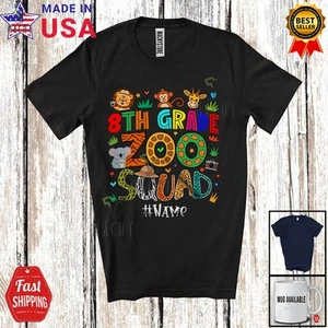 Custom Name 8th Grade Zoo Squad; Graduation Last Day Of School Animal T-Shirt - Picture 1 of 7